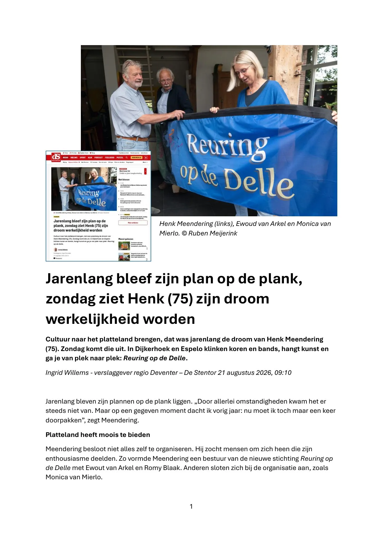 De Stentor, 21 augustus 2026, pagina 1